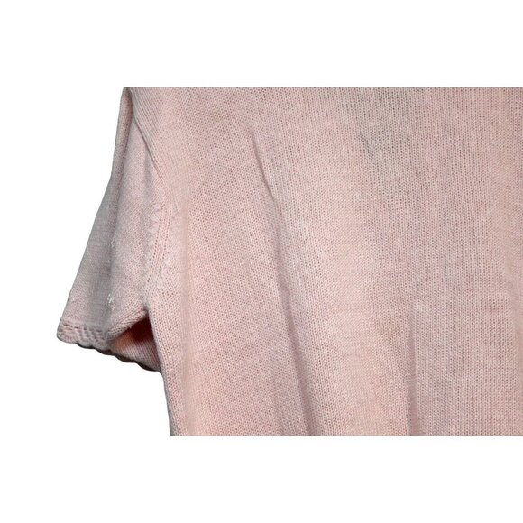 Vintage Cardigan Sweater Size L. Pink Embroidered Beaded Floral Knit - Picture 11 of 13